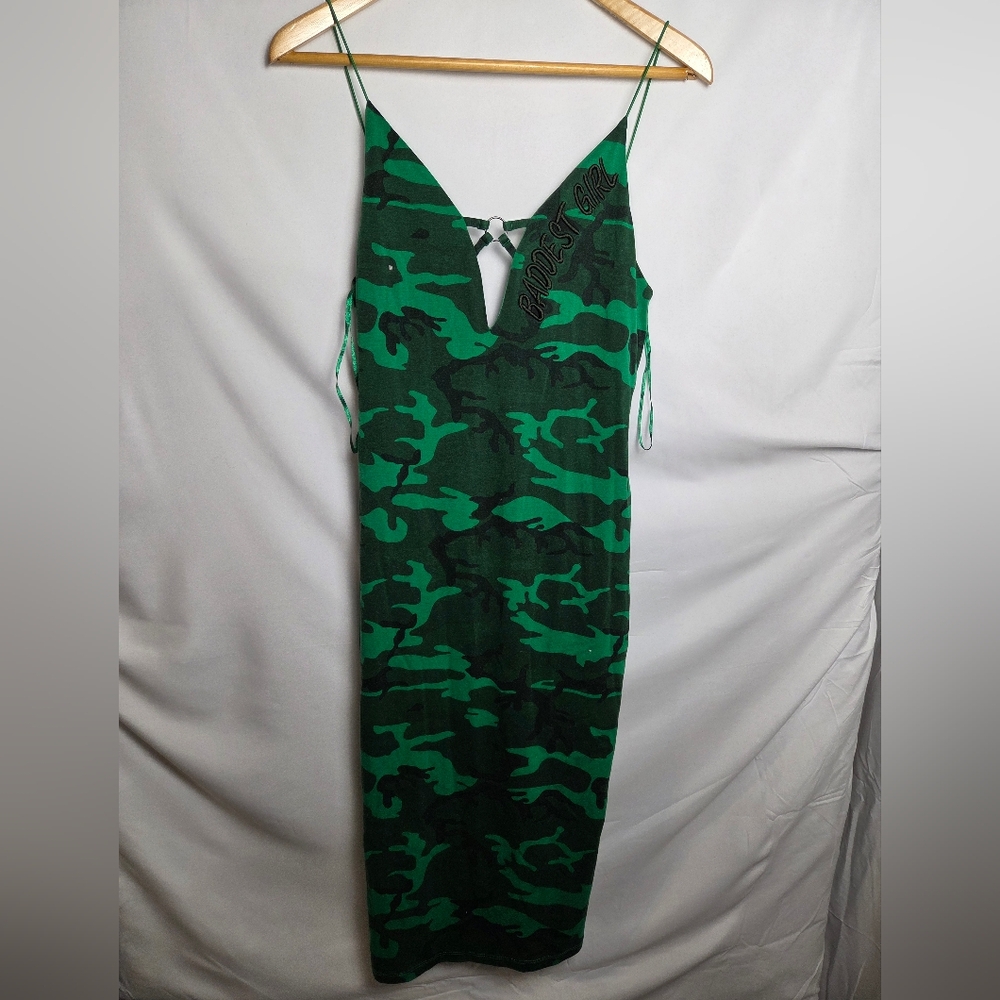 Green Camo Maxi Dress Bodycon
